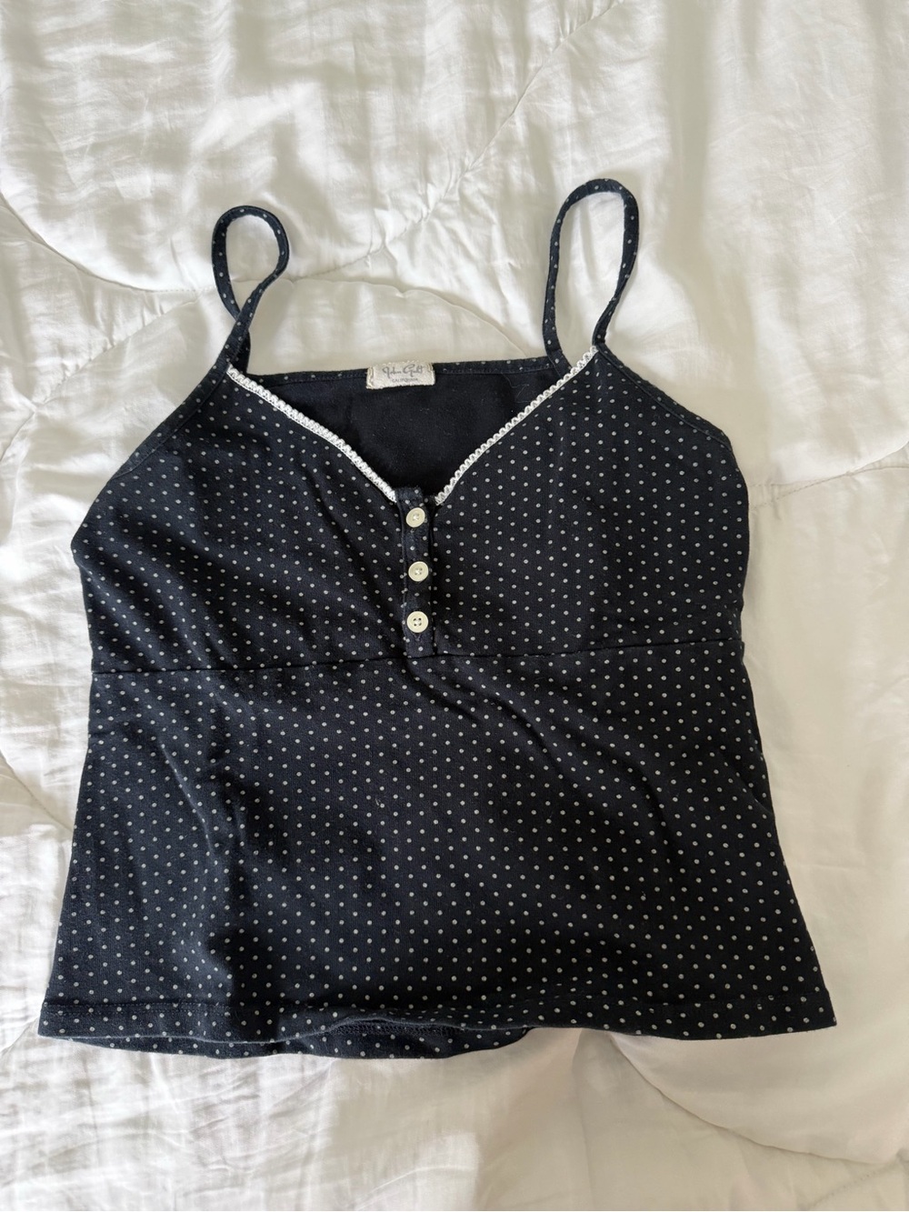Brandy Melville Black Polka Dot Spaghetti Strap Tank
